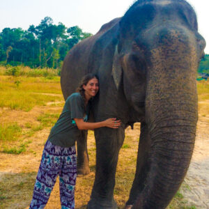 Giving hugs to Kham Lin, a 68-year-old rescued beauty. 