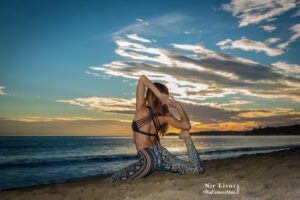 In Malibu Beach. Photo: Nir Livni. Wearing Daughters of Culture.